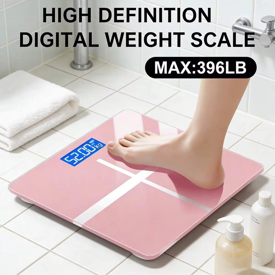 Omnliy High Definition Digital Weight Scale – Large LCD Display, Max 180kg/396.8lb, Home Bathroom Scale For Accurate Weight, Battery Not Included, 26x26cm/10.23x10.23inch | Modern Weight Scale, Battery Powered