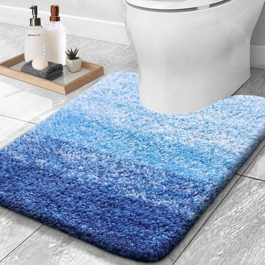 1 Gradient Gray Bathroom Mat, Ultra-Soft And Absorbent Faux Cashmere Bath Rug, Rubber Backing, Quick-Drying And Machine Washable, Suitable For Bathroom Floors, Bathtubs And Shower Areas, Bedroom Rugs, Home Decor Accessories, Halloween And Christmas Gift
